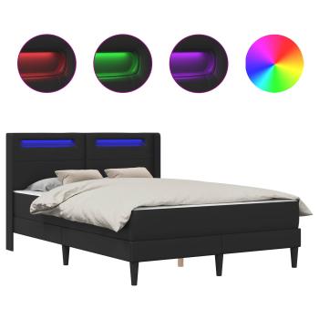 Bettgestell mit Matratze Schwarz 160 x 200 cm Kunstleder