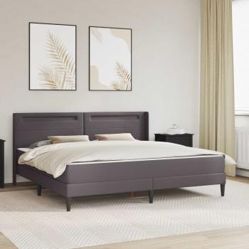 ARDEBO.de - Bettgestell mit Matratze Grau 200 x 200 cm Kunstleder