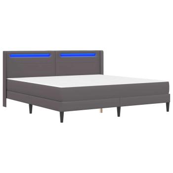 Bettgestell mit Matratze Grau 200 x 200 cm Kunstleder