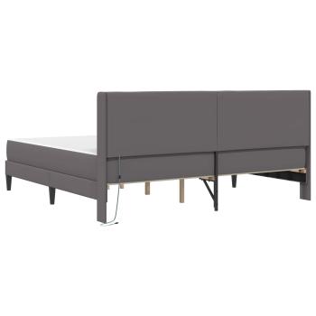 Bettgestell mit Matratze Grau 200 x 200 cm Kunstleder