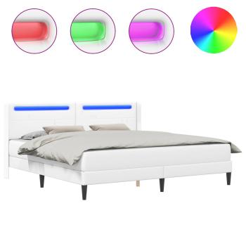 Bettgestell mit Matratze Weiß 200 x 200 cm Kunstleder