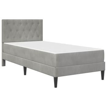 Bettgestell mit Matratze mit Kopfteil Hellgrau 80 x 200 cm Samt