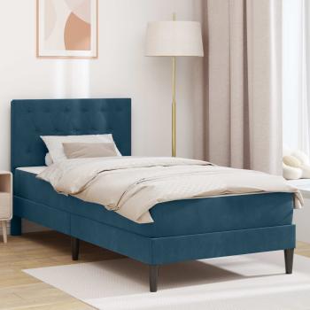 ARDEBO.de - Bettgestell mit Matratze mit Kopfteil Blau 80 x 200 cm Samt