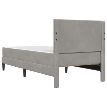 Bettgestell mit Matratze mit Kopfteil Hellgrau 90 x 190 cm Samt