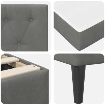 Bettgestell mit Matratze Dunkelgrau 90 x 190 cm Samt