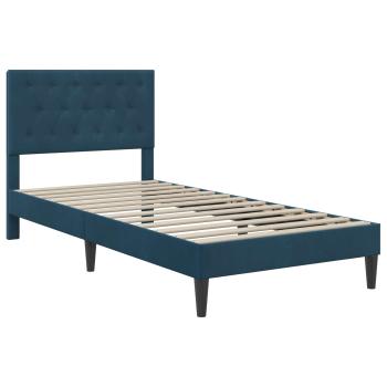 Bettgestell mit Matratze mit Kopfteil Blau 90 x 190 cm Samt