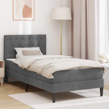 ARDEBO.de - Bettgestell mit Matratze Dunkelgrau 90 x 200 cm Samt