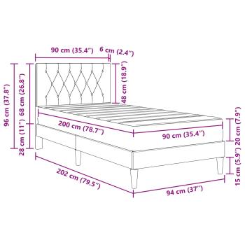 Bettgestell mit Matratze Dunkelgrün 90 x 200 cm Samt