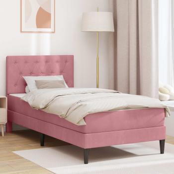 ARDEBO.de - Bettgestell mit Matratze mit Kopfteil Rosa 100 x 200 cm Samt