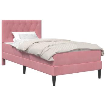Bettgestell mit Matratze mit Kopfteil Rosa 100 x 200 cm Samt