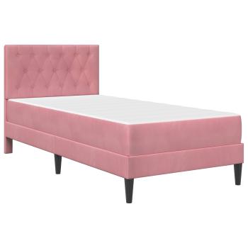Bettgestell mit Matratze mit Kopfteil Rosa 100 x 200 cm Samt