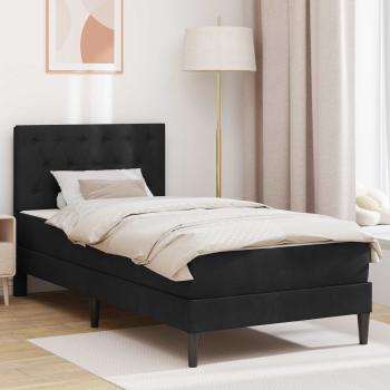 ARDEBO.de - Bettgestell mit Matratze mit Kopfteil Schwarz 100 x 200 cm Samt