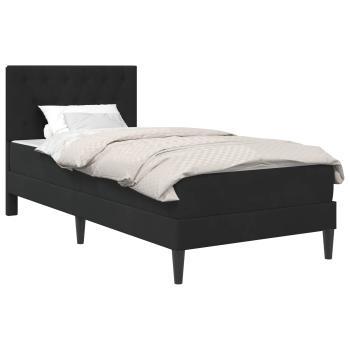 Bettgestell mit Matratze mit Kopfteil Schwarz 100 x 200 cm Samt