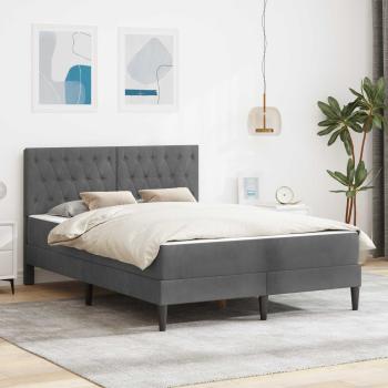 ARDEBO.de - Bettgestell mit Matratze Dunkelgrau 120 x 200 cm Samt