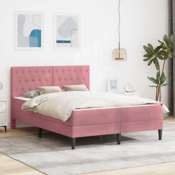ARDEBO.de - Bettgestell mit Matratze mit Kopfteil Rosa 140 x 200 cm Samt