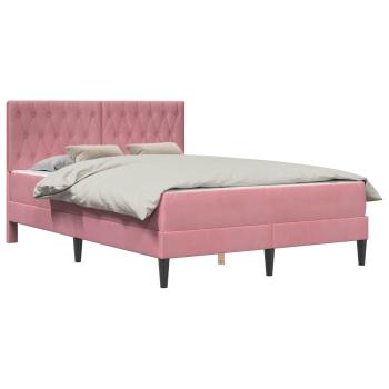 Bettgestell mit Matratze mit Kopfteil Rosa 140 x 200 cm Samt