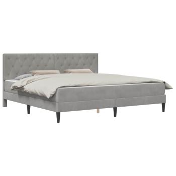 Bettgestell mit Matratze Hellgrau 180 x 200 cm Samt