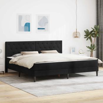 ARDEBO.de - Bettgestell mit Matratze mit Kopfteil Schwarz 180 x 200 cm Samt