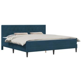 Bettgestell mit Matratze mit Kopfteil Blau 200 x 200 cm Samt