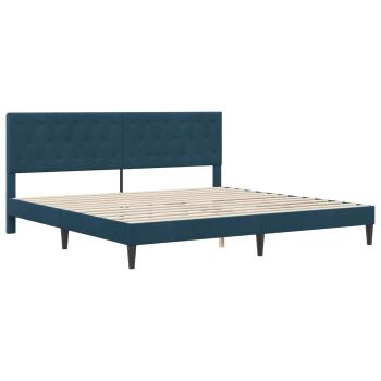 Bettgestell mit Matratze mit Kopfteil Blau 200 x 200 cm Samt