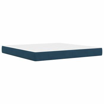 Bettgestell mit Matratze mit Kopfteil Blau 200 x 200 cm Samt