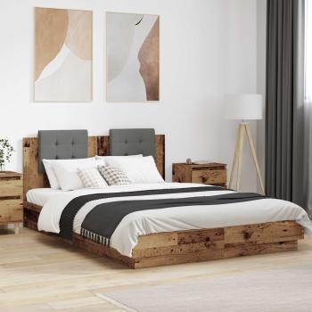 ARDEBO.de - Bettgestell mit Kopfteil Altholz 150 x 200 cm Holzwerkstoff