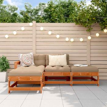 ARDEBO.de - Garten-Lounge-Set 4 stk. Wachsbraun Massives Kiefernholz