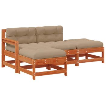 Garten-Lounge-Set 4 stk. Wachsbraun Massives Kiefernholz