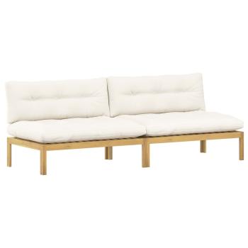 Mittelsofa Einheit Helles Akazie und cremeweiß Akazienholz