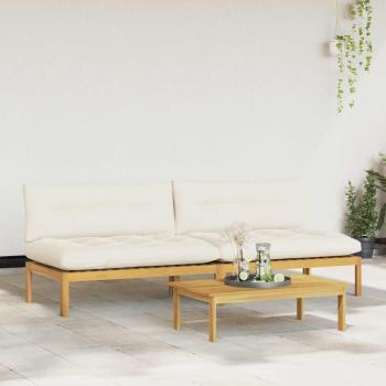Mittelsofa Einheit Helles Akazie und cremeweiß Akazienholz