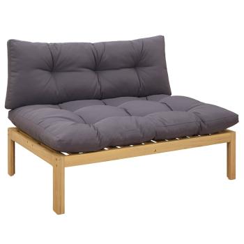 Mittelsofa Einheit Helles Akazie und Dunkelgrau Akazienholz
