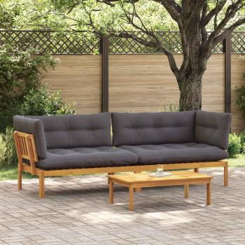ARDEBO.de - Garten Pallet Sofa Einheiten 2 Stück Natürlich und Dunkelgrau
