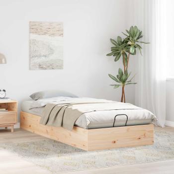 Ottoman Bettgestell mit Stauraum Natur 90 x 190 cm