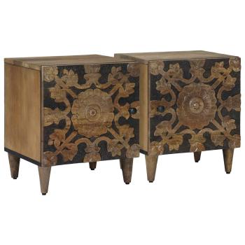 ARDEBO.de - Nachttisch 2 Stk. Braun 40 x 33,5 x 46 cm Massivholz Mango