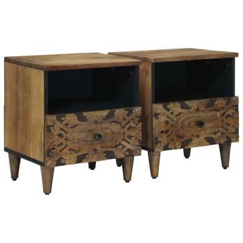 ARDEBO.de - Bettkasten 2 stk. Braun 40 x 33 x 46 cm Massivholz Mango