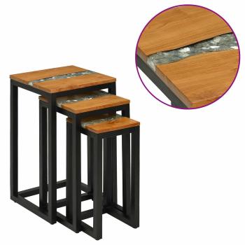 Nestingtisch 3 Stk. Braun Massives Teakholz