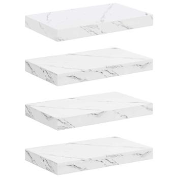 Wandregal Wandhalterung 4 Stk. Weiß Marmor 40 x 23,5 x 3,8 cm