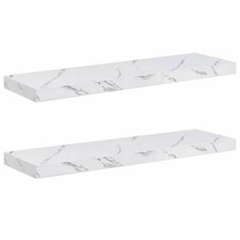 Wandregal 2 stk. Weiß Marmor 80 x 23,5 x 3,8 cm Holzwerkstoff