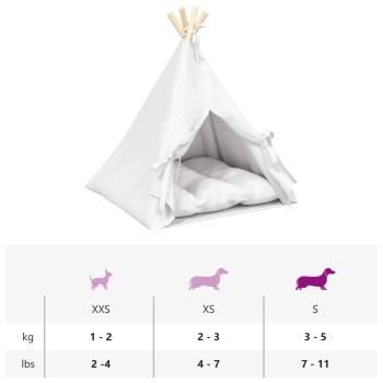 Haustier-Tipi mit Kissen Weiß 50 x 50 x 60 cm Polyester