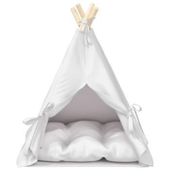 Haustier-Tipi mit Kissen Weiß 50 x 50 x 60 cm Polyester