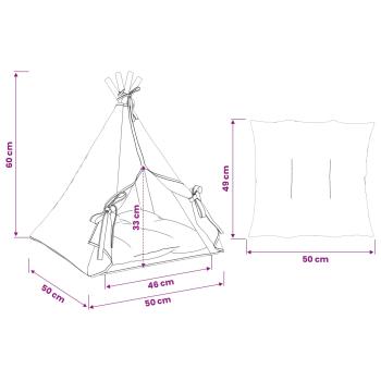 Haustier-Tipi mit Kissen Weiß 50 x 50 x 60 cm Polyester