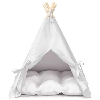 Haustier-Tipi mit Kissen Weiß 60 x 60 x 70 cm Polyester