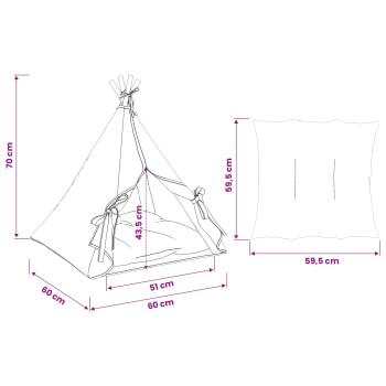 Haustier-Tipi mit Kissen Weiß 60 x 60 x 70 cm Polyester
