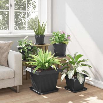 Quadratisches Blumentablett 6 stk. Schwarz 32 x 32 x 2,5 cm