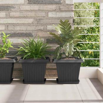 ARDEBO.de - Quadratisches Blumentablett 24 stk. Schwarz 21 x 21 x 2 cm
