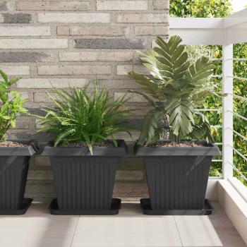 ARDEBO.de - Quadratisches Blumentablett 24 stk. Schwarz 32 x 32 x 2,5 cm