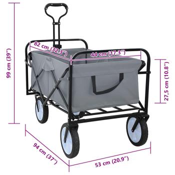 Klapp-Handwagen Grau 94 x 53 x 99 cm Oxford-Stoff