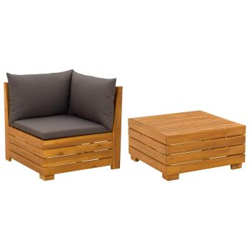 2-tlg. Garten-Lounge-Set aus massivem Akazienholz Braun