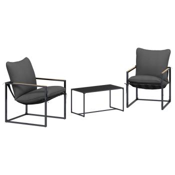 Gartensofa-set 3 stk. Schwarz und Anthrazit Stahl