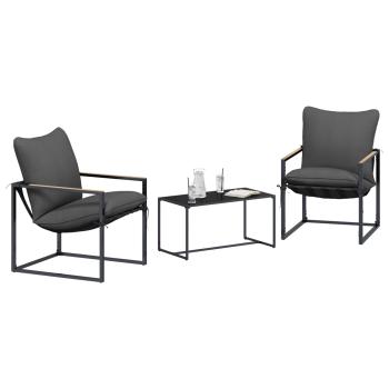 Gartensofa-set 3 stk. Schwarz und Anthrazit Stahl